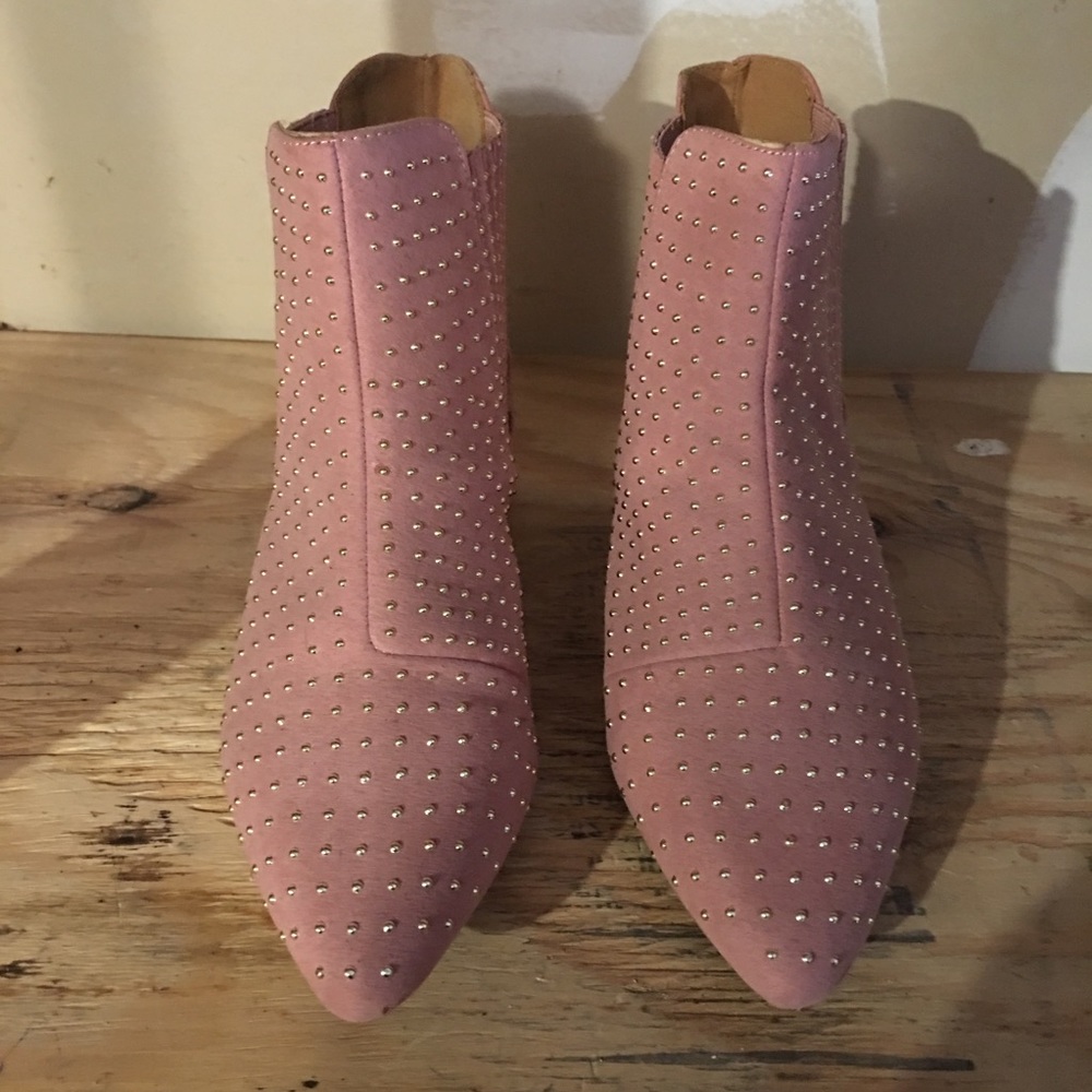 Topshop Rose gold suede studded booties